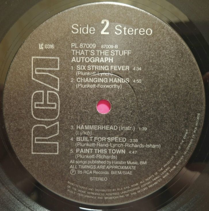 Autograph - That's The Stuff - 1985.  (LP). 12. Vinyl. Пластинка. Europe. - фото фото фото 5