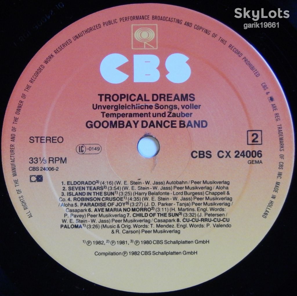 Goombay Dance Band – Tropical Dreams   (CBS – 24006, Germany) NM-/EX+ - фото фото фото 3