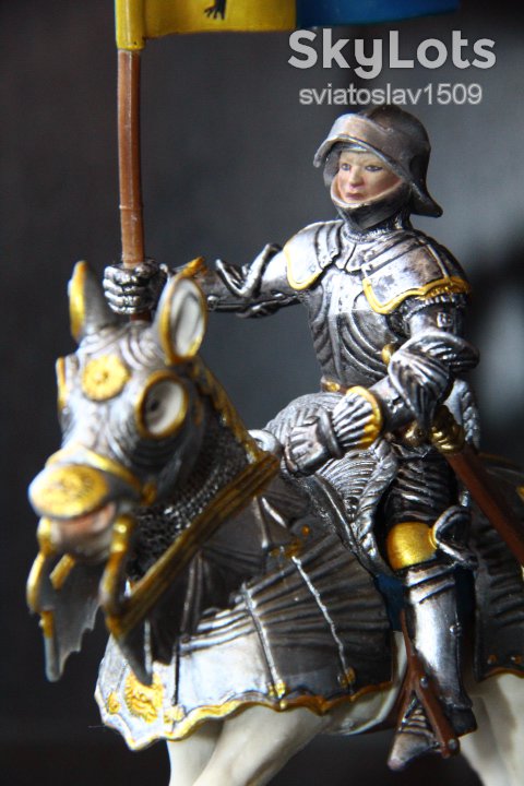 рыцарь с флагом на коне SCHLEICH 90-100мм ФРГ - фото фото фото 2