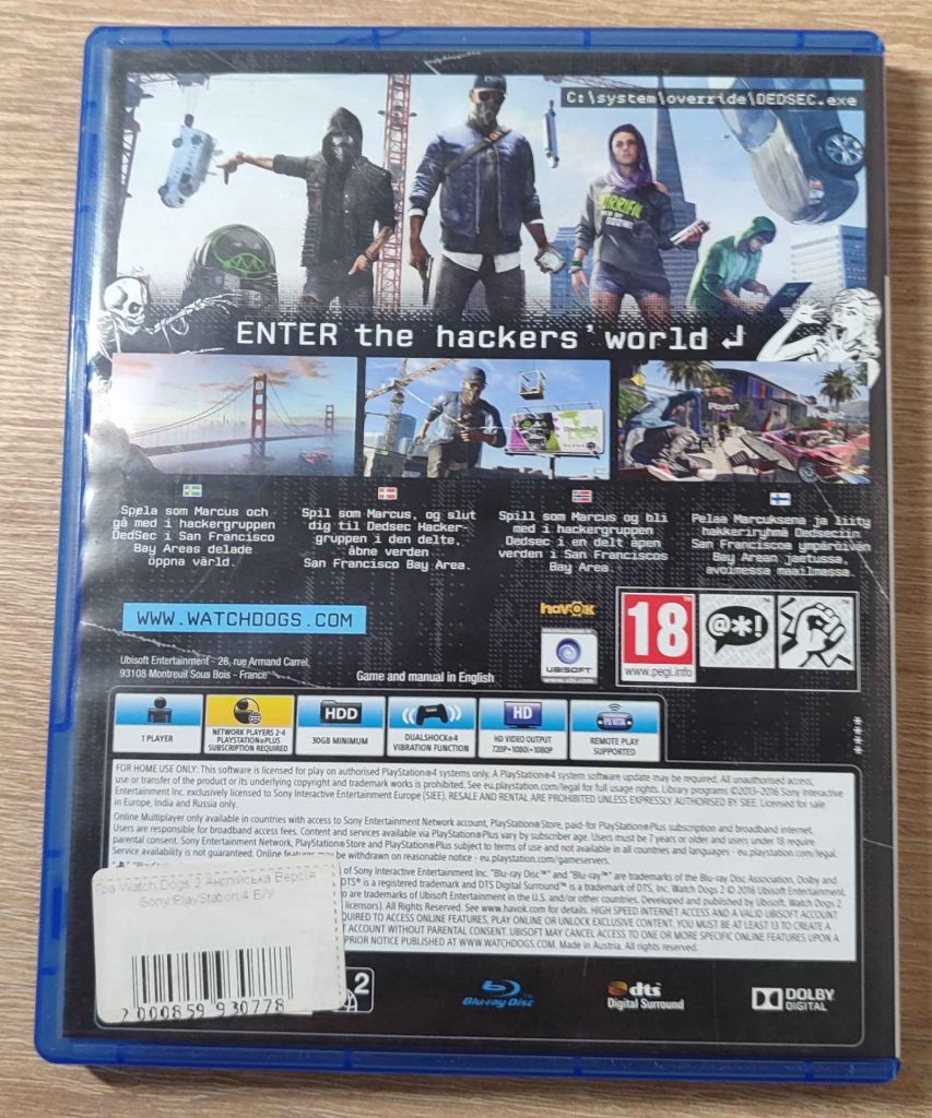 Watch Dogs 2 PS4 Playstation 4 б/у Английский - фото фото фото 1