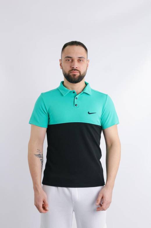 Поло мужское Nike бирюзово-черный - фото фото фото 1