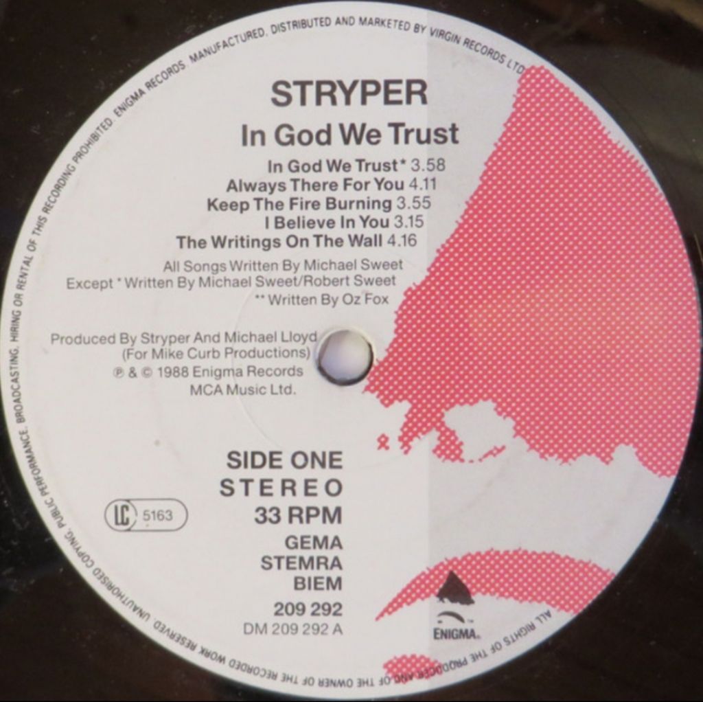 Stryper - In God We Trust - 1988.   (LP). 12. Vinyl. Пластинка. Germany - фото фото фото 2