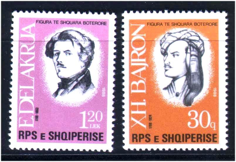 Албания  1988 г   MNH - Байрон и Делакруа - - фото фото фото 0