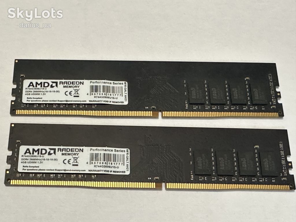 DDR4 2х4GB 2666 MHz AMD      (R744G2606U1S-U) - фото фото фото 0