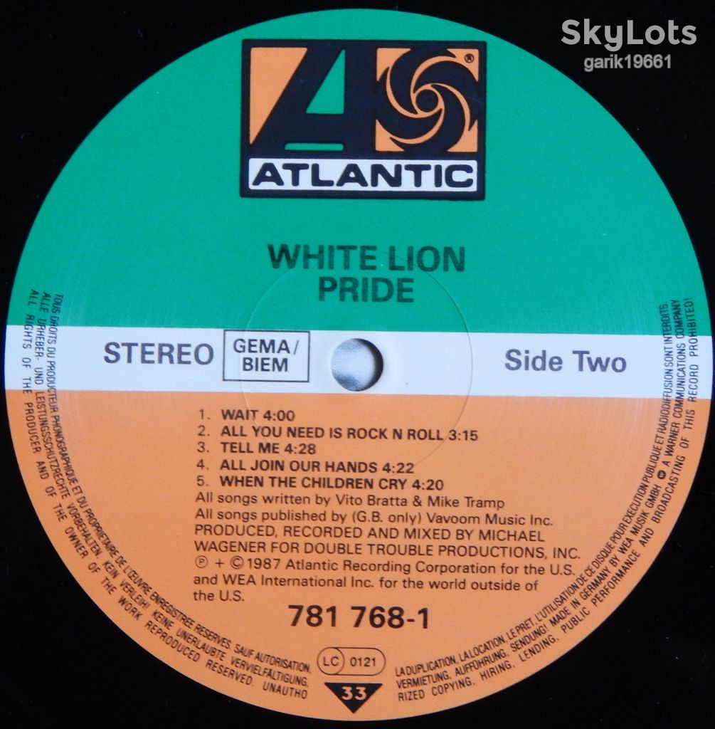 White Lion – Pride  (Atlantic – 781 768-1, Germany) NM-/NM- - фото фото фото 4