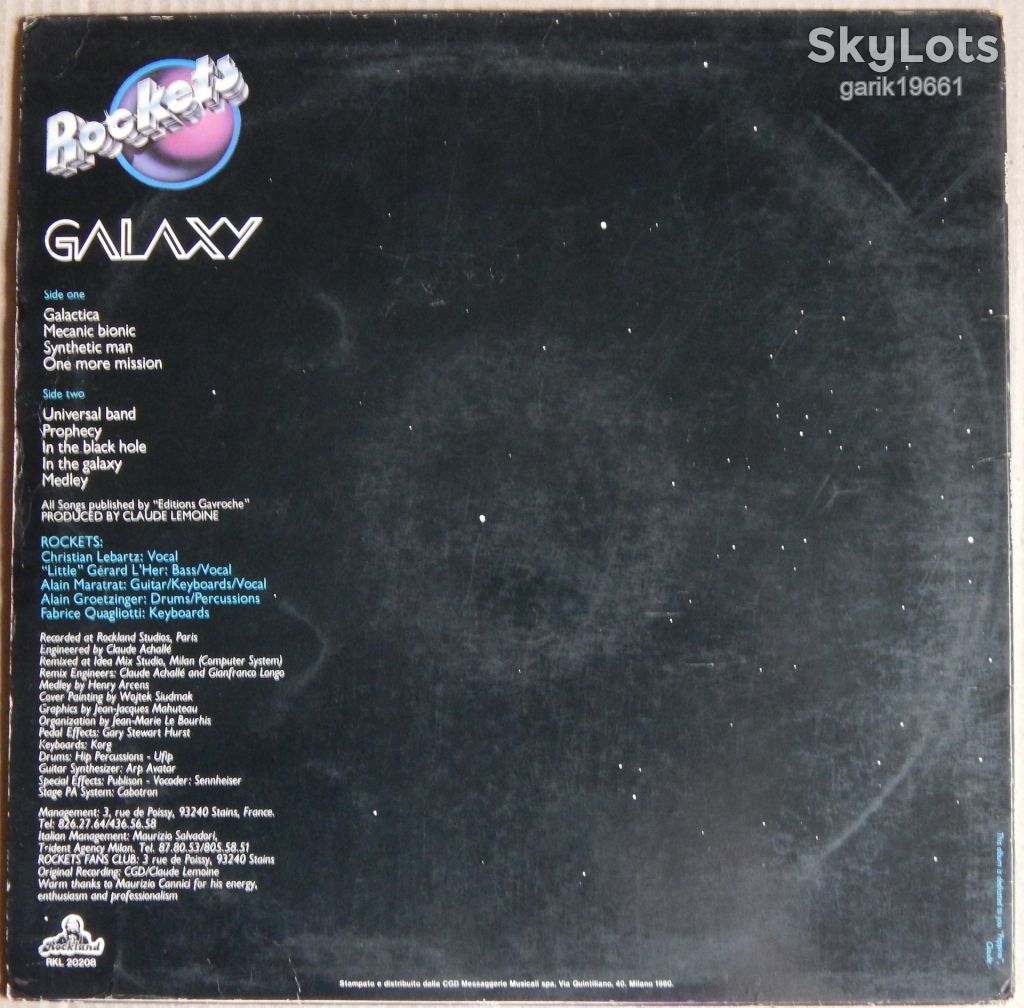 Rockets – Galaxy  (Rockland Records – RKL 20208, Italy) insert EX+/EX+ - фото фото фото 1