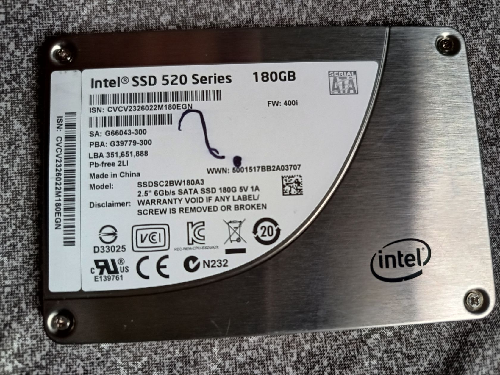 SSD-накопитель Intel SSD 520 Series 180GB. Здоровье 100%.Без резерва цены!!! - фото фото фото 0