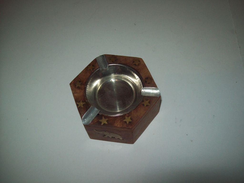 Пепельница деревянная металл Индия? времён СССР? 90-е - фото фото фото 4