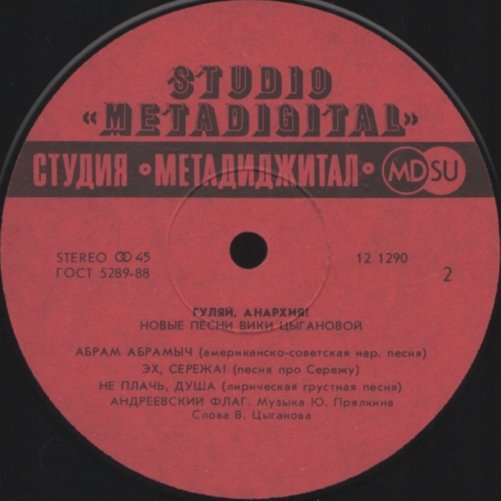 Вика Цыганова - Гуляй Анархия - 1991.   (LP). 12. Vinyl. Пластинка. - фото фото фото 3