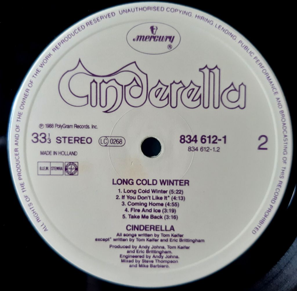 Cinderella - Long Cold Winter - 1988.   (LP). 12. Vinyl. Пластинка. Holland. - фото фото фото 6