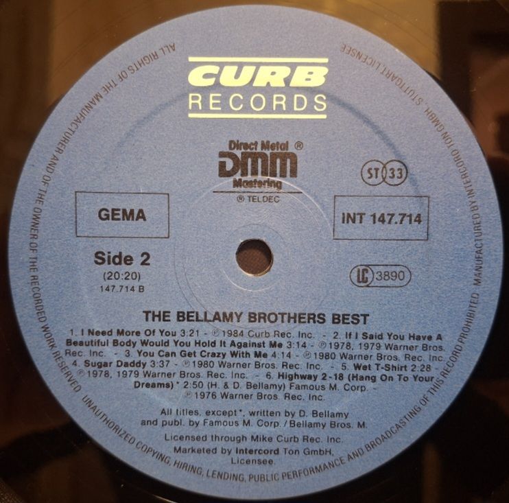 The Bellamy Brothers - Best - 1976-84.  (LP). 12. Vinyl. Пластинка. Germany. - фото фото фото 3