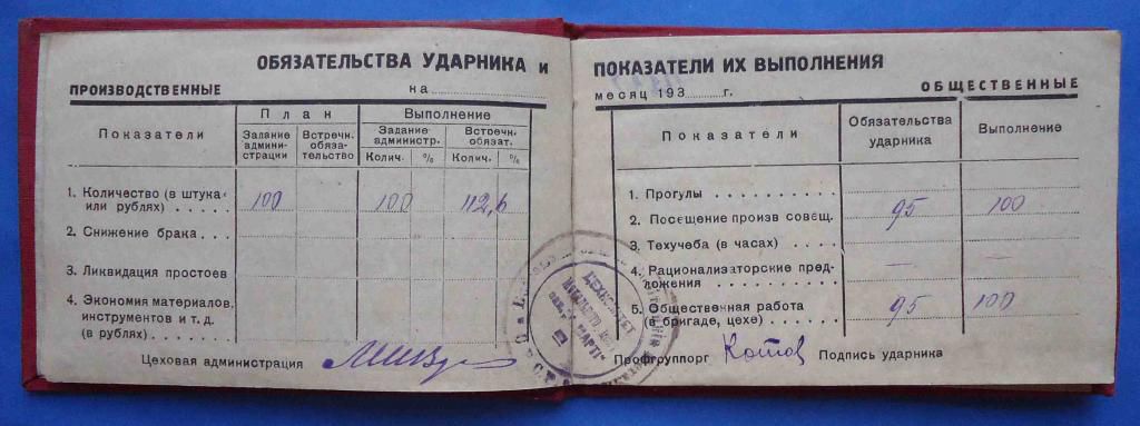 Книжка ударника ВЦСПС 1933 шесть условий - фото фото фото 3