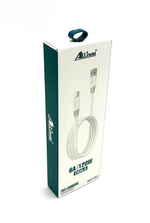Дата кабель ALLISON C61 Fast Charging Mirco USB 6A 120W 1M Білий - фото фото фото 0