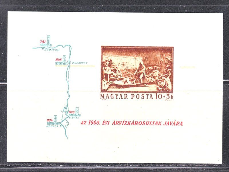 Венгрия  1965 г MNH  б/з блок - наводнение - фото фото фото 0