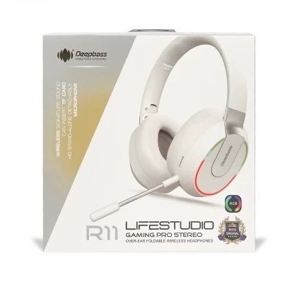 Наушники Bluetooth DEEPBASS R11 с RGB подсветкой Бежевые - фото фото фото 4