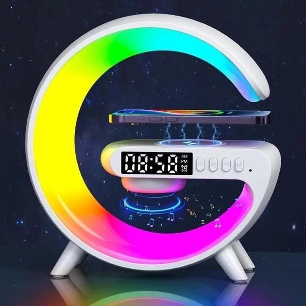 Розумний Нічний світильник G63 міні з Bluetooth Колонкою бездротовою зарядкою 10W - фото фото фото 4