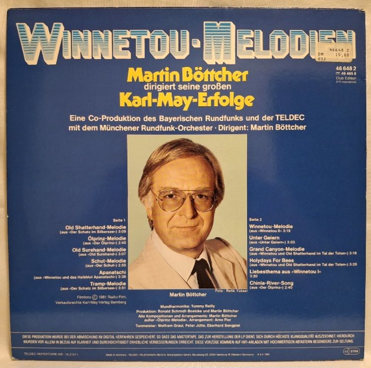 Martin Bottcher - Winnetou Melodien. Soundtrack - 1981.  (LP). 12. Vinyl. Пластинка. Germany. - фото фото фото 1
