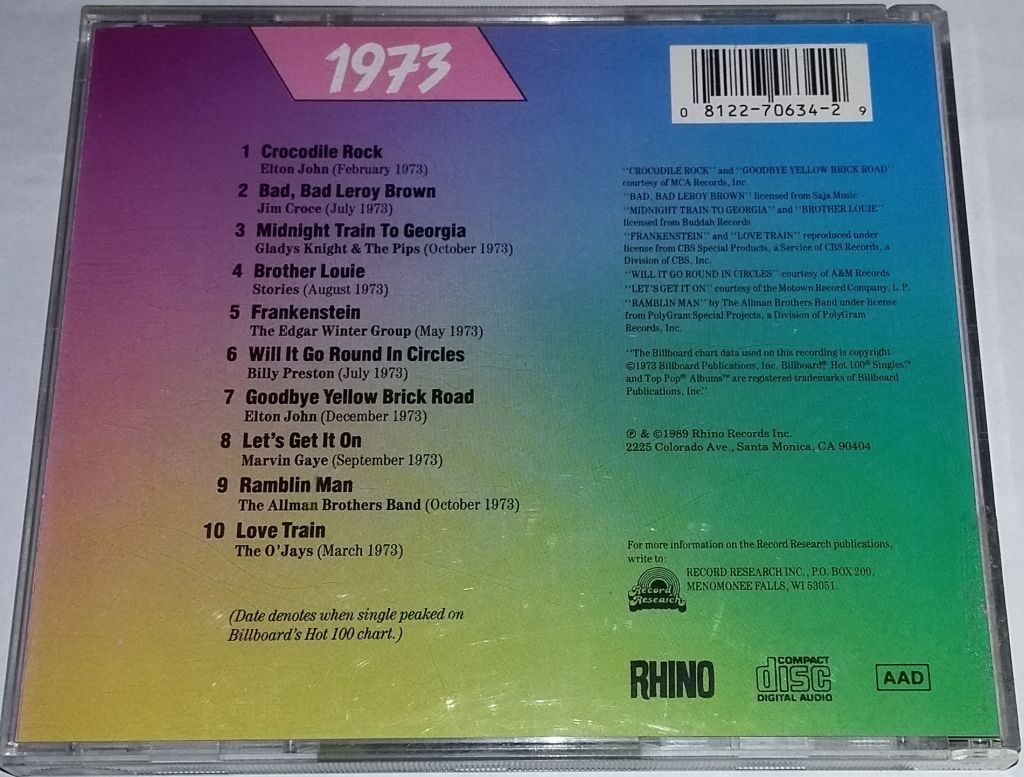 VARIOUS  Billboard Top Rock'N'Roll Hits - 1973  CD US - фото фото фото 2
