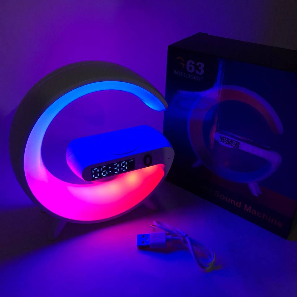Розумний Нічний світильник G63 міні з Bluetooth Колонкою бездротовою зарядкою 10W - фото фото фото 1