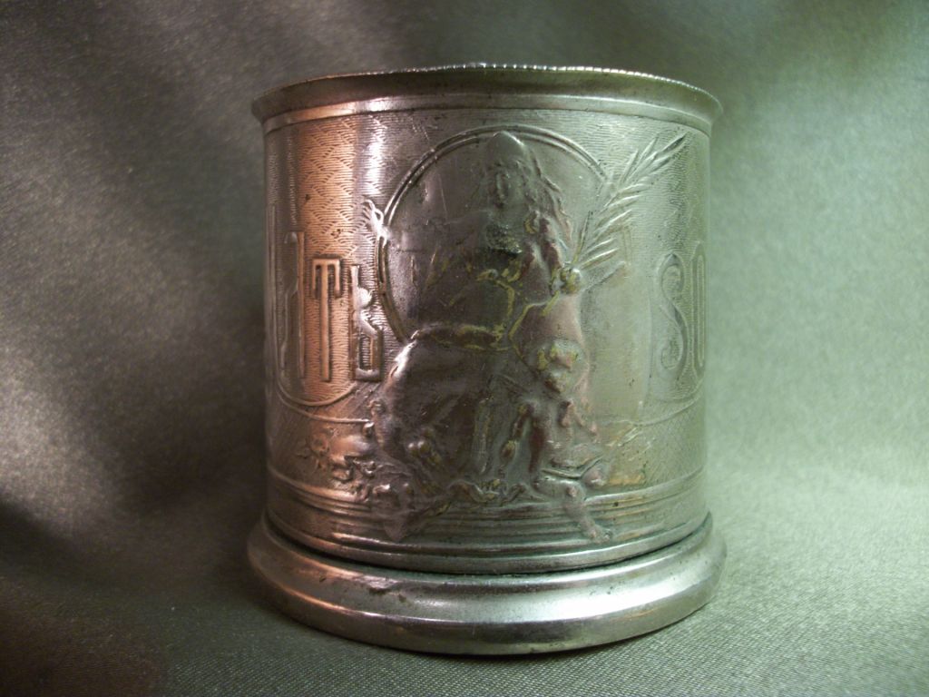 4М115 Старый подстаканник На память Souvenir, Варшава, царская россия. Серебрение, тяжелый - фото фото фото 2
