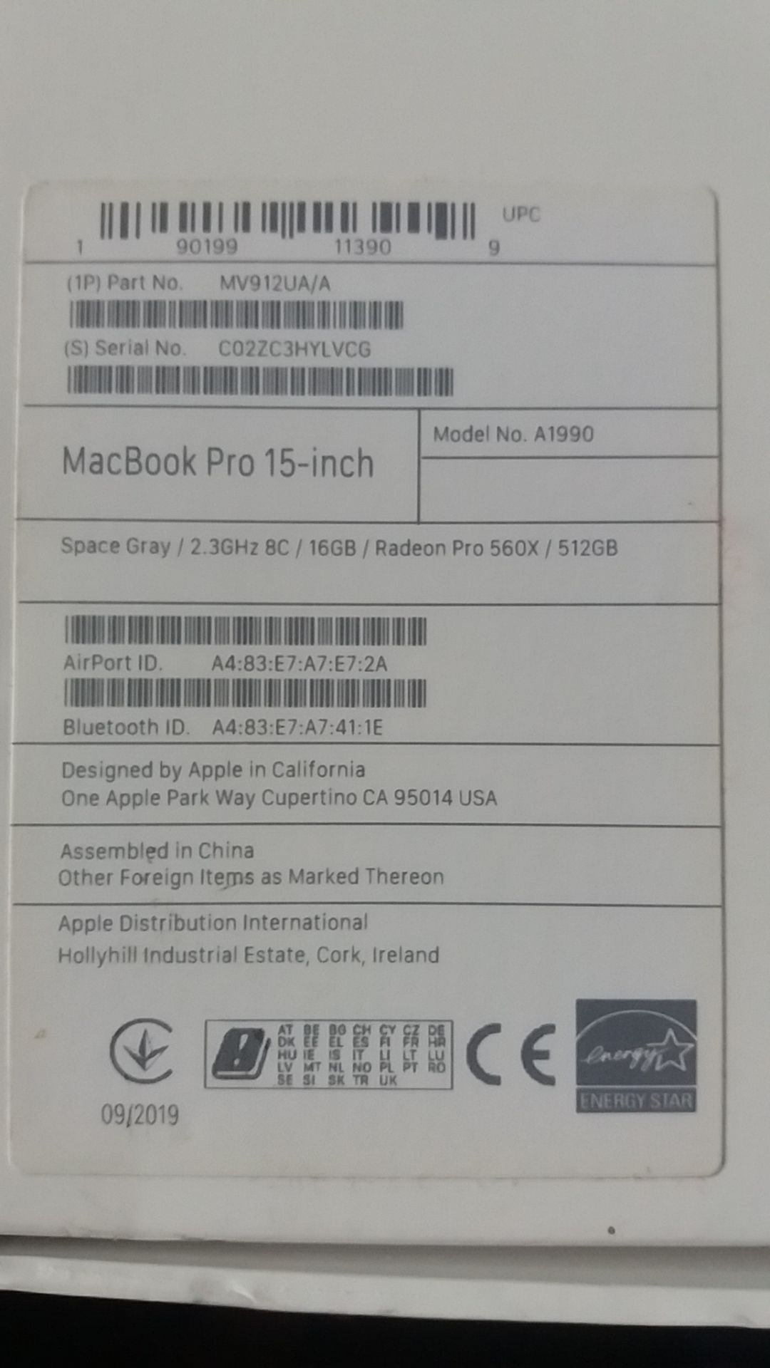 MacBook pro коробка  МОДЕЛь a1990 - фото фото фото 1