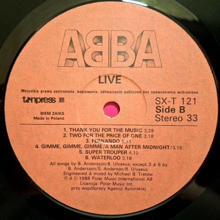 ABBA - Live - 1977-81.  (LP). 12. Vinyl. Пластинка. Poland. Rare. - фото фото фото 5