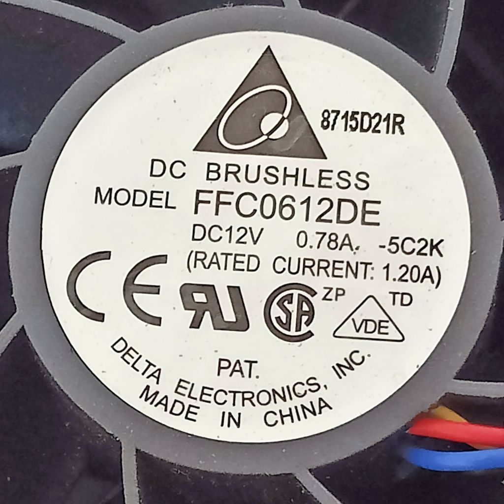 Б/В Вентилятор серверний Delta Electronics / 12V 0.78A / 60х60х38 / model: FFC0612DE / 4pin код. FOB115 - фото фото фото 4