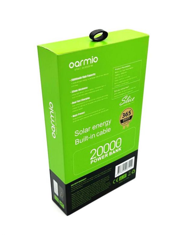 Power Bank OARMIO MXQ-M124A  (20000mAh/2.1A/1USB) + LED Lamp + SOLAR Чорна - фото фото фото 3