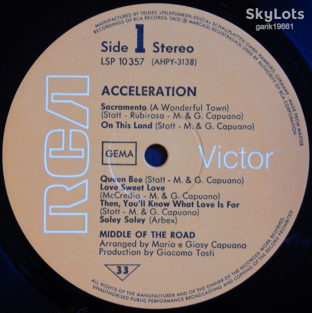 Middle Of The Road ‎– Acceleration  (RCA Victor – LSP 10 357, Germany) VG+/VG+ - фото фото фото 3