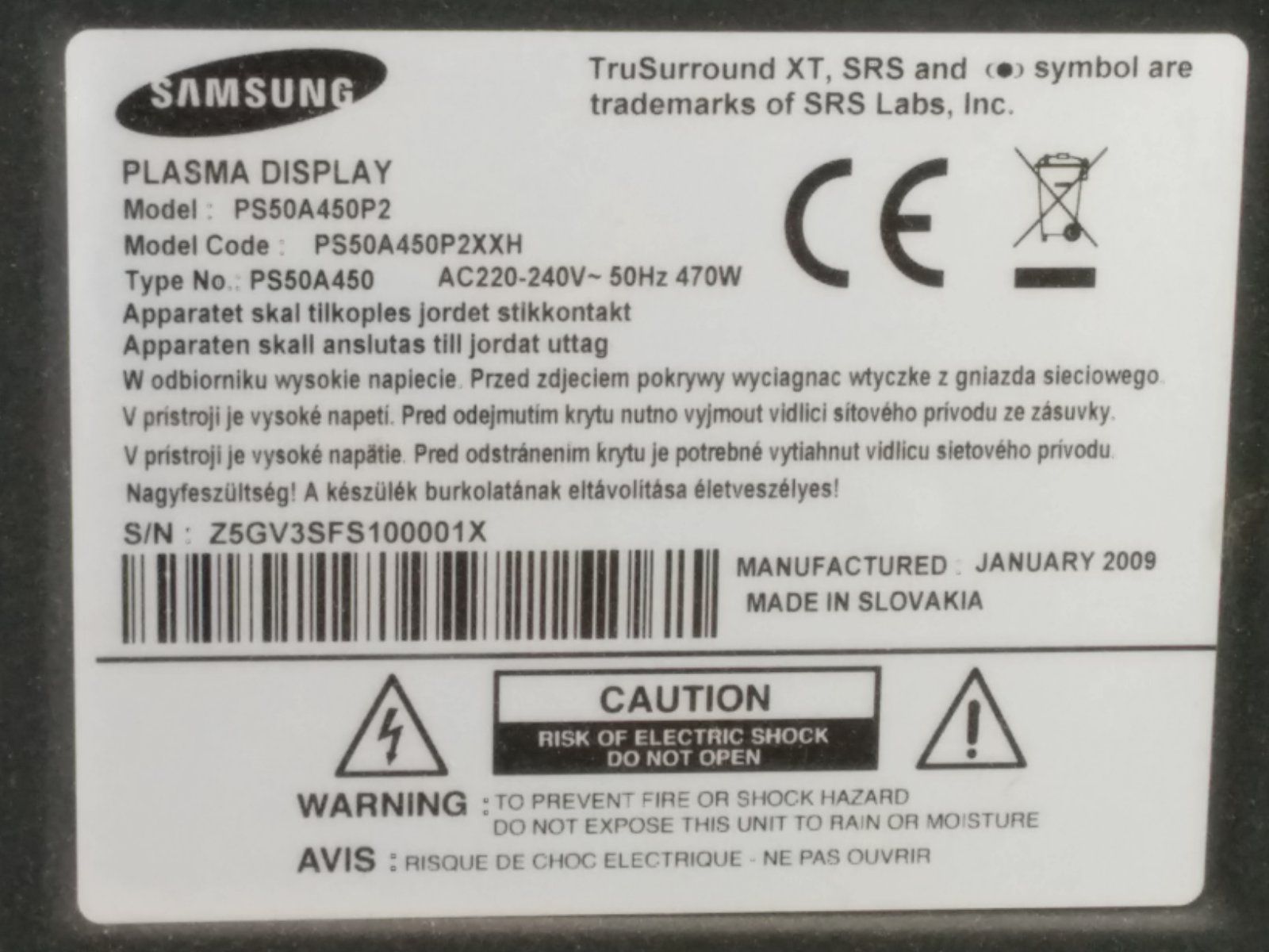 Телевізор Samsung PS50A450P2 - фото фото фото 0