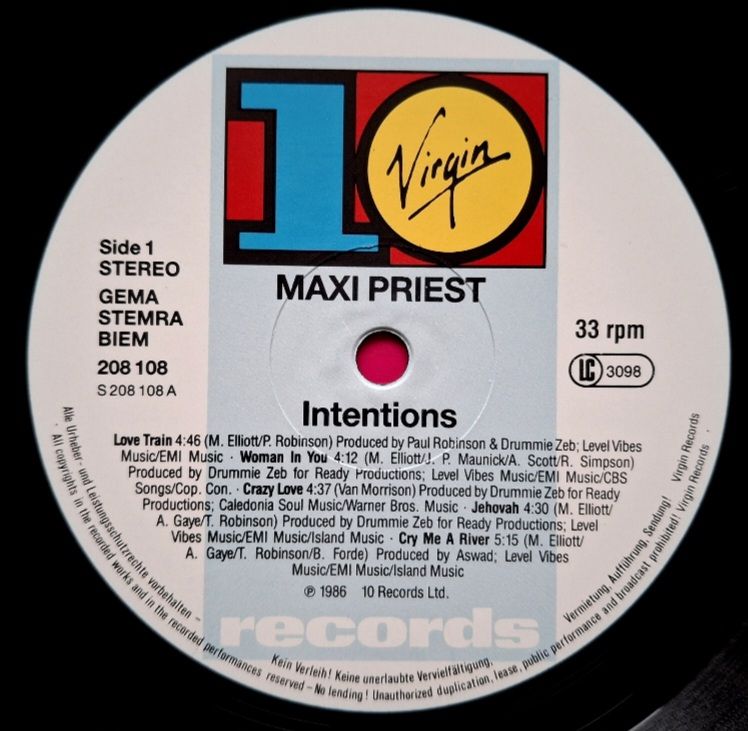 Maxi Priest - Intentions - 1986.  (LP). 12. Vinyl. Пластинка. Europe. - фото фото фото 2