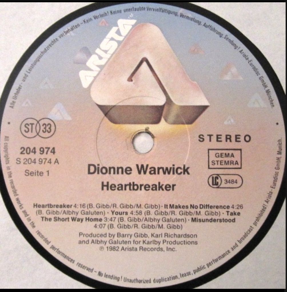 Dionne Warwick - Heartbreaker - 1982.   (LP). 12. Vinyl. Пластинка. Germany - фото фото фото 2