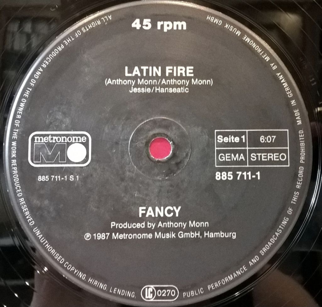 Fancy ‎- Latin Fire - 1987.  (EP). 12. Vinyl. Пластинка. Germany. - фото фото фото 3