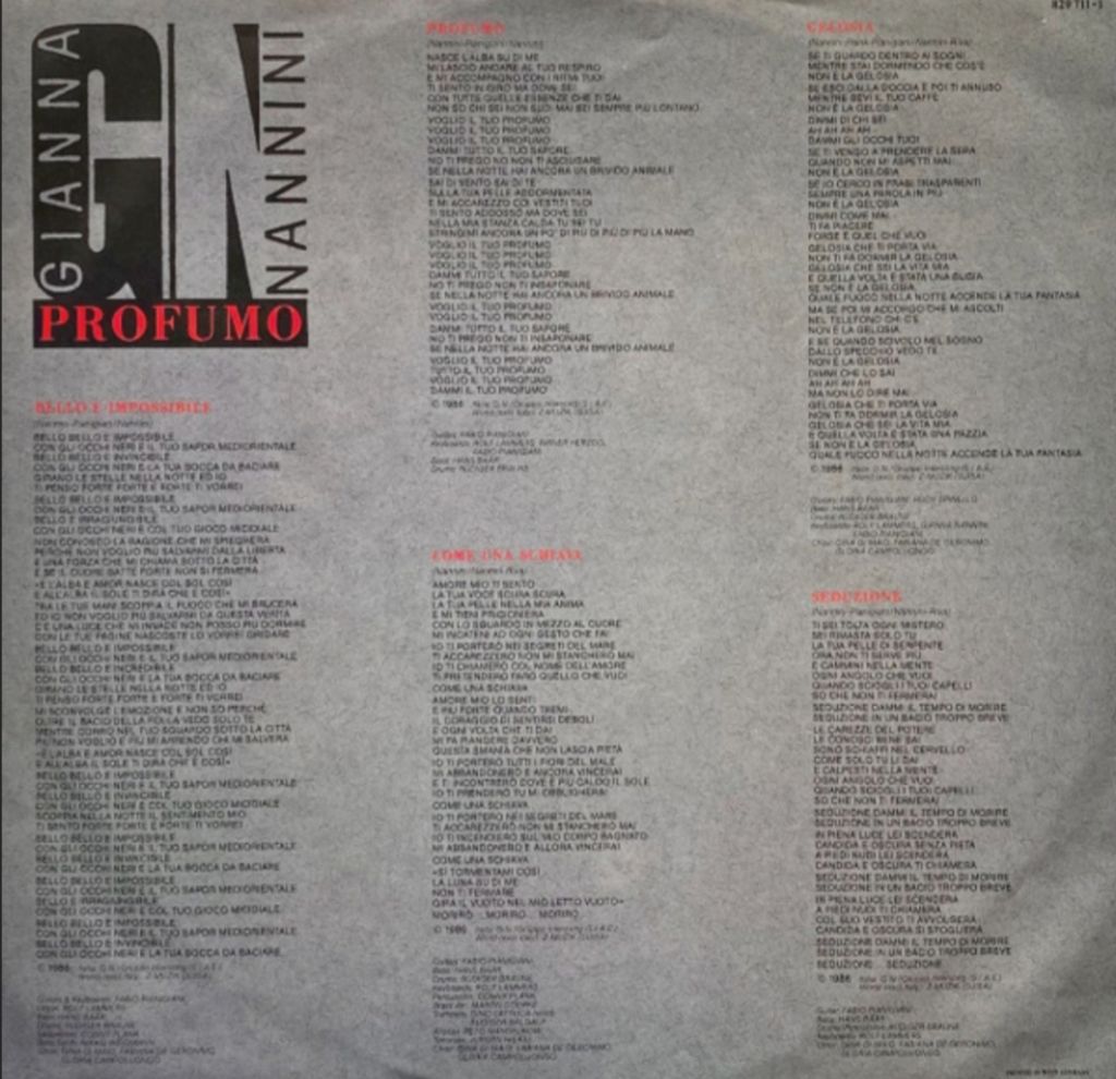 Gianna Nannini - Profumo - 1986.   (LP). 12. Vinyl. Пластинка. Germany. - фото фото фото 2