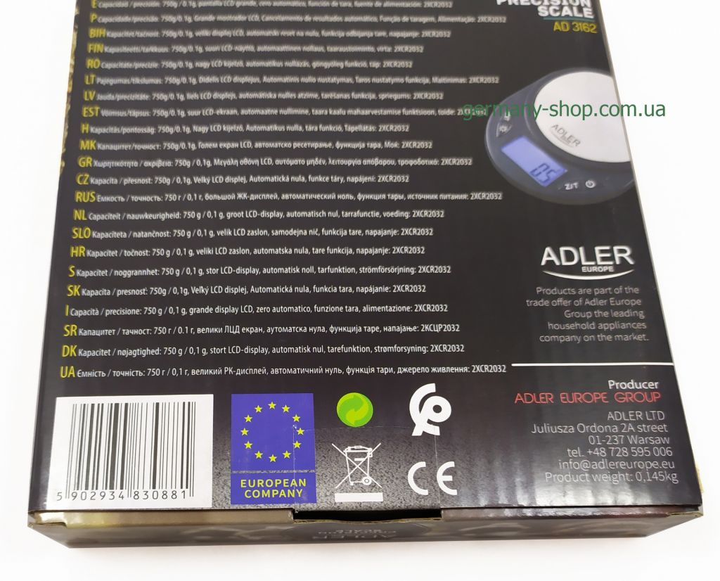 Новые качественные ювелирные весы из Европы Adler AD3162 с гарантией - фото фото фото 3