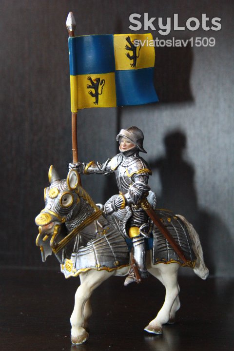 рыцарь с флагом на коне SCHLEICH 90-100мм ФРГ - фото фото фото 0