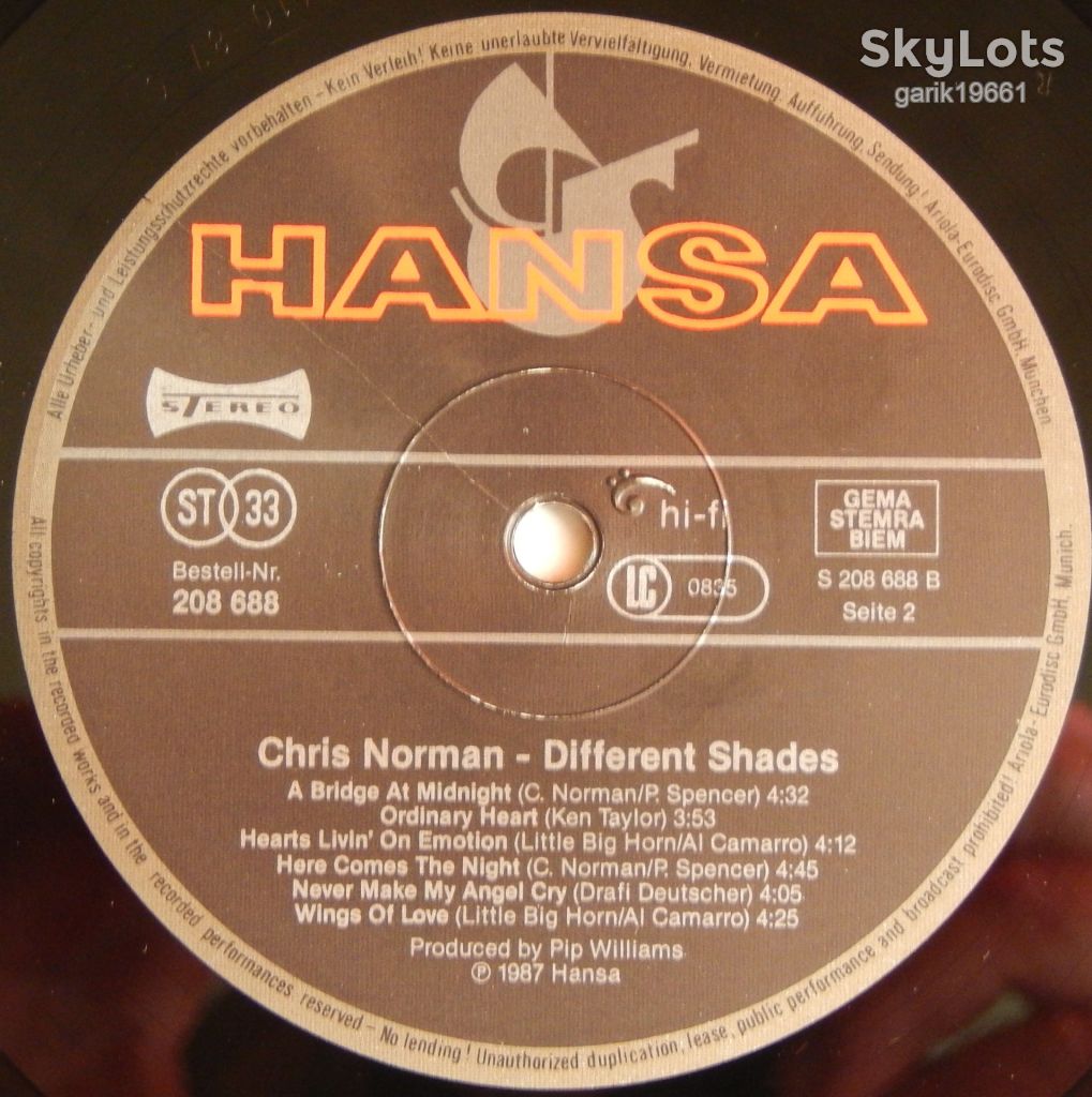 Chris Norman – Different Shades  (Hansa ‎– 208 688, Germany) EX+/NM - фото фото фото 3