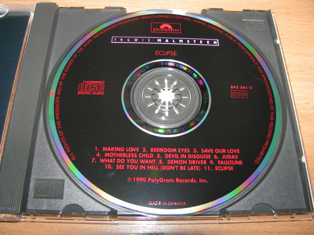 YNGWIE MALMSTEEN - Eclipse   (1990 Polydor 1st press,Canada) - фото фото фото 2