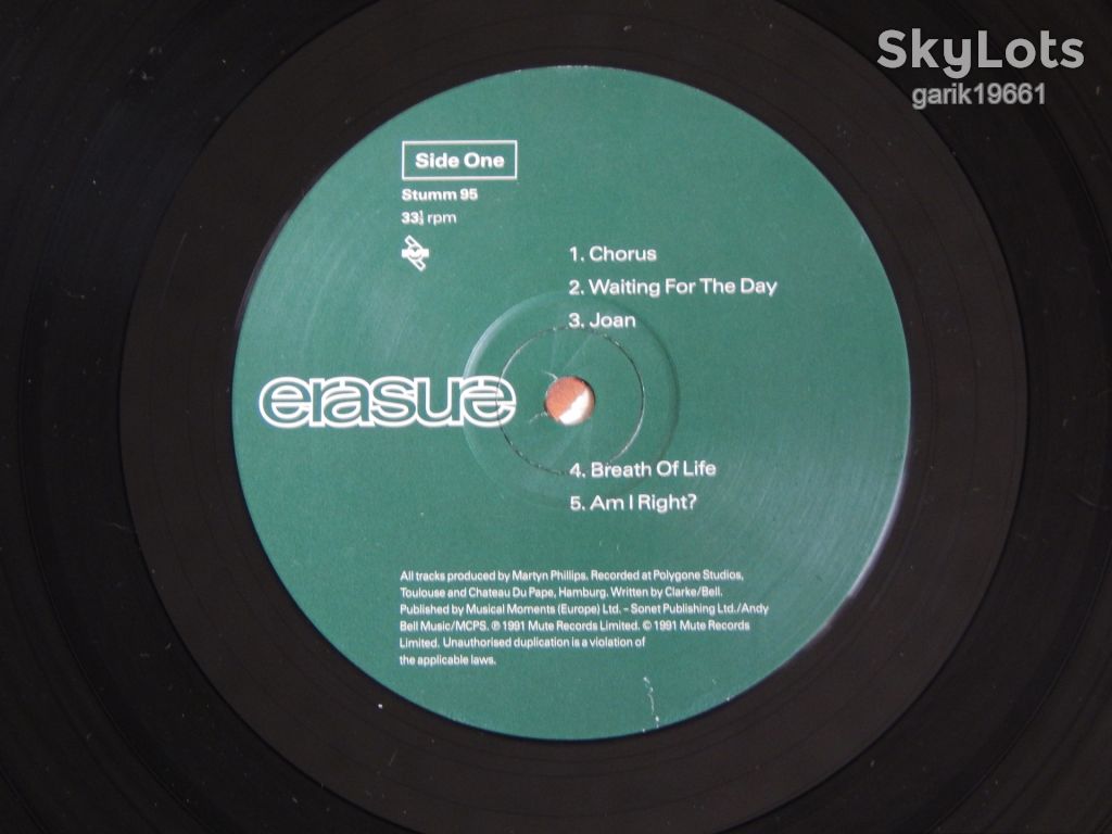 Erasure ‎– Chorus  (Mute ‎– Stumm 95, UK) insert EX+/NM- - фото фото фото 3