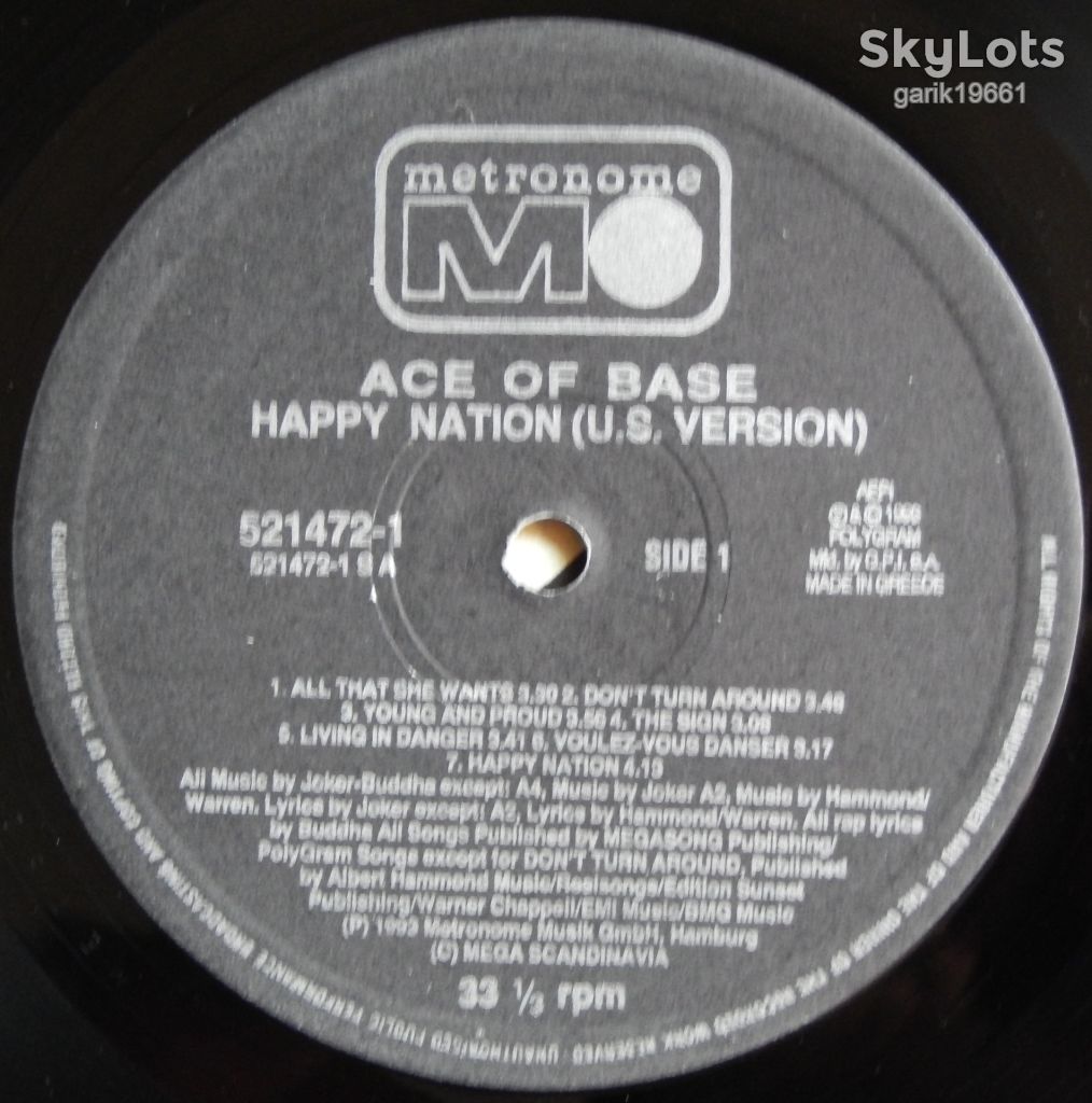 Ace Of Base – Happy Nation  (U.S. Version) (Metronome – 521 472-1, Greece) EX+/VG+ - фото фото фото 2