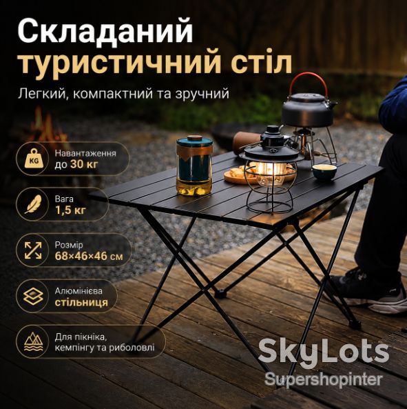 Столик раскладной 68х46х46см D10485-5 / Стол туристический / Сложный стол / Столик для кемпинга - фото фото фото 0