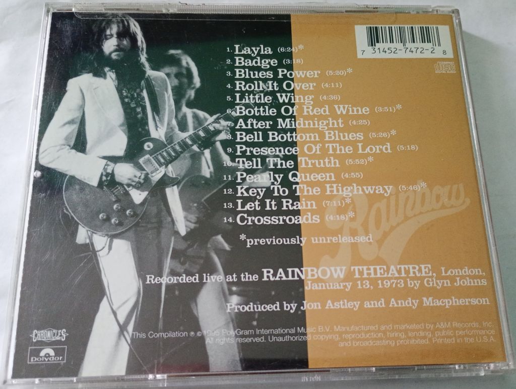 ERIC CLAPTON Eric Clapton's Rainbow Concert CD US - фото фото фото 2