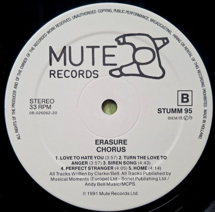 Erasure - Chorus - 1991.  (LP). 12. Vinyl. Пластинка. Holland - фото фото фото 5