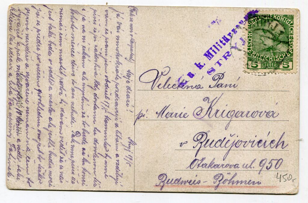 Військовий штамп Стрий 1917 р. Віткритка. - фото фото фото 0