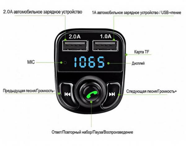 Трансмиттер CAR X8 FM модулятор MP3 Bluetooth - фото фото фото 5