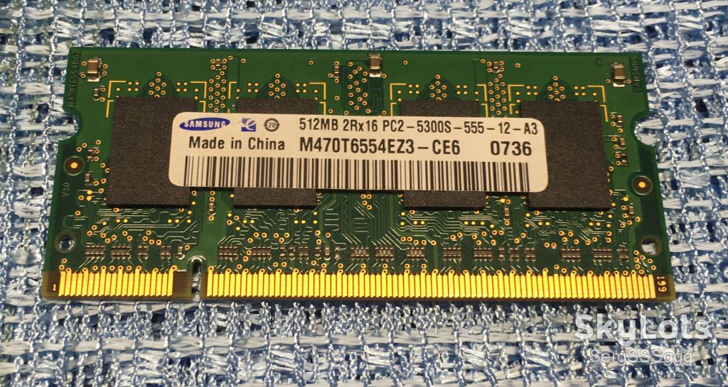 Samsung SODIMM DDR2 512MB 667MHZ PC2-5300S-555-12-A3 M470T6554EZ3-CE6 - фото фото фото 0