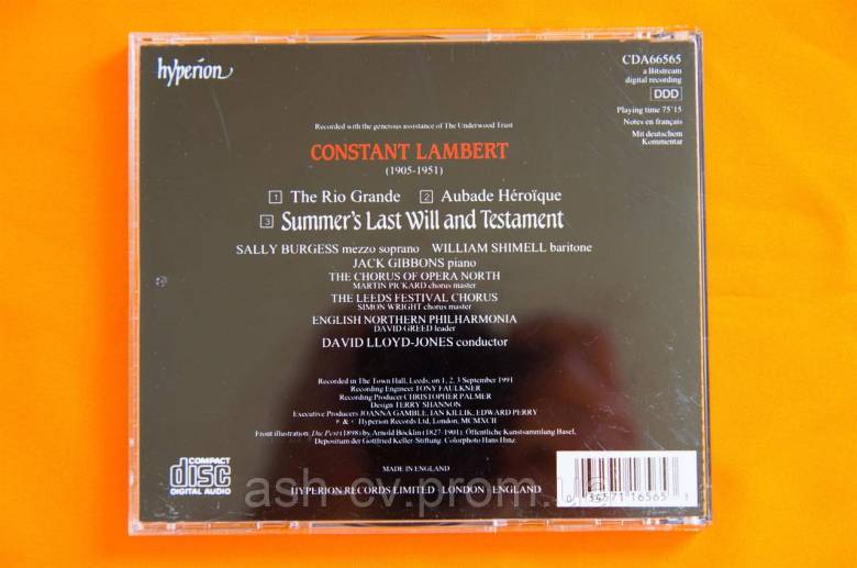 Музичний диск CD. CONSTANT LAMBERT - фото фото фото 1