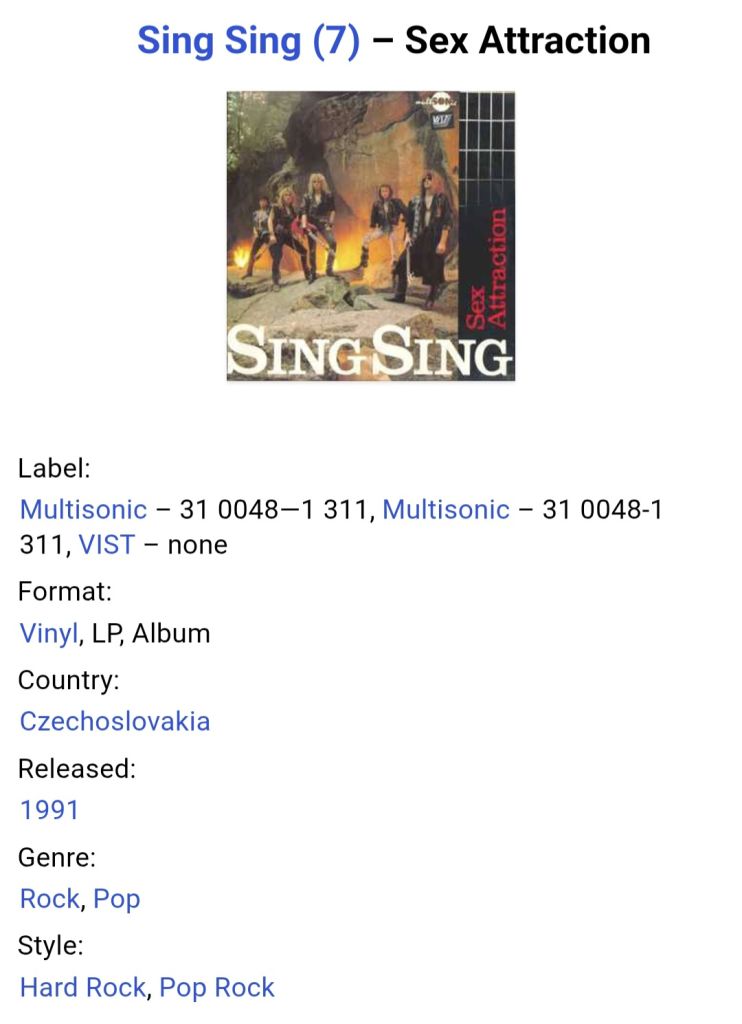 Sing Sing - Sex Attraction - 1990.  (LP). 12. Vinyl. Пластинка. Czechoslovakia. Rare. - фото фото фото 4