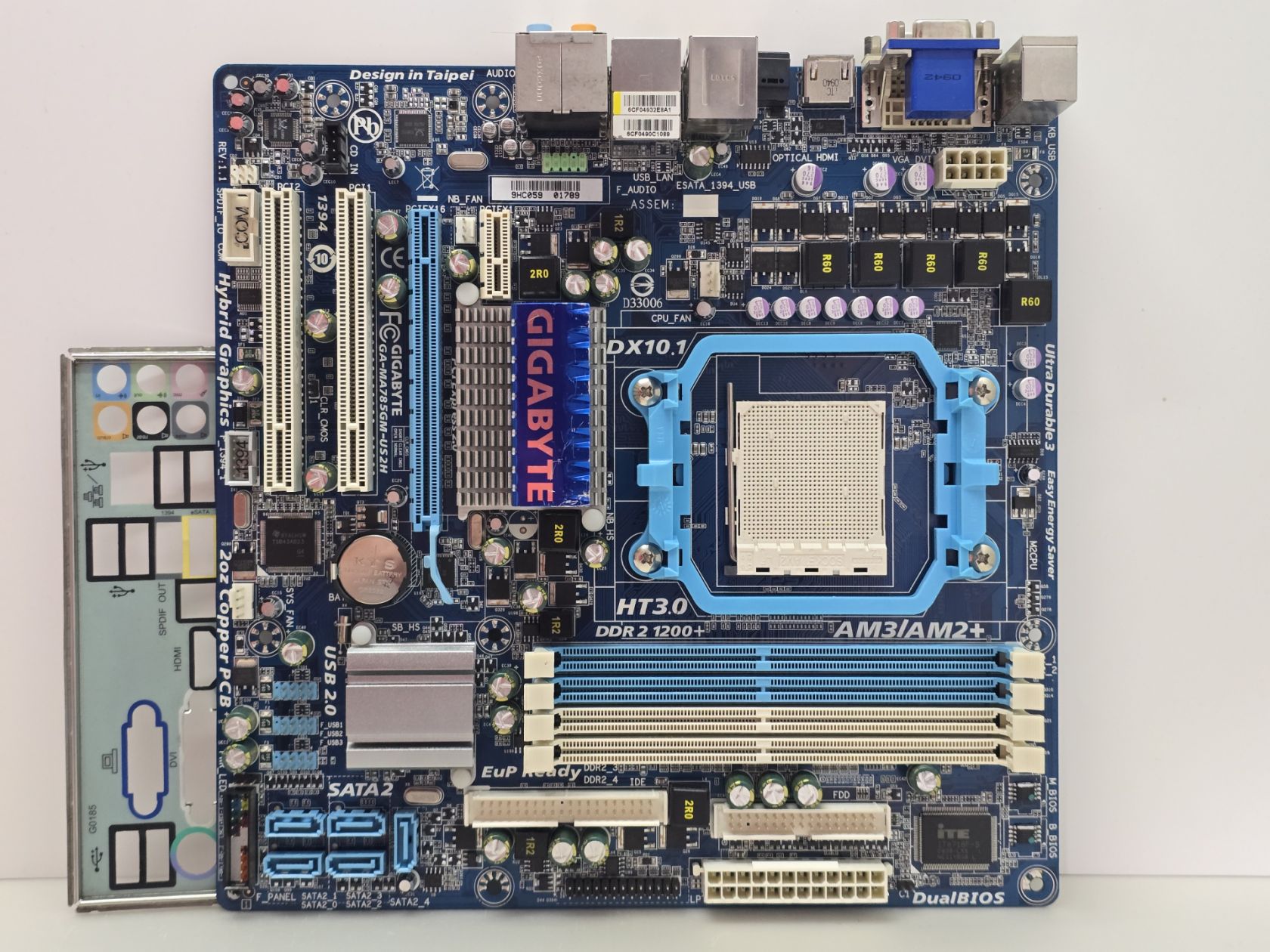 Материнська плата sAM3 Gigabyte GA-MA785GM-US2H  (DDR3,HDMI,б/у) - фото фото фото 0