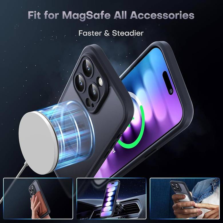 Iphone 15 Pro Max Чехол матовый Магнит TPU+PC (черный) - фото фото фото 2